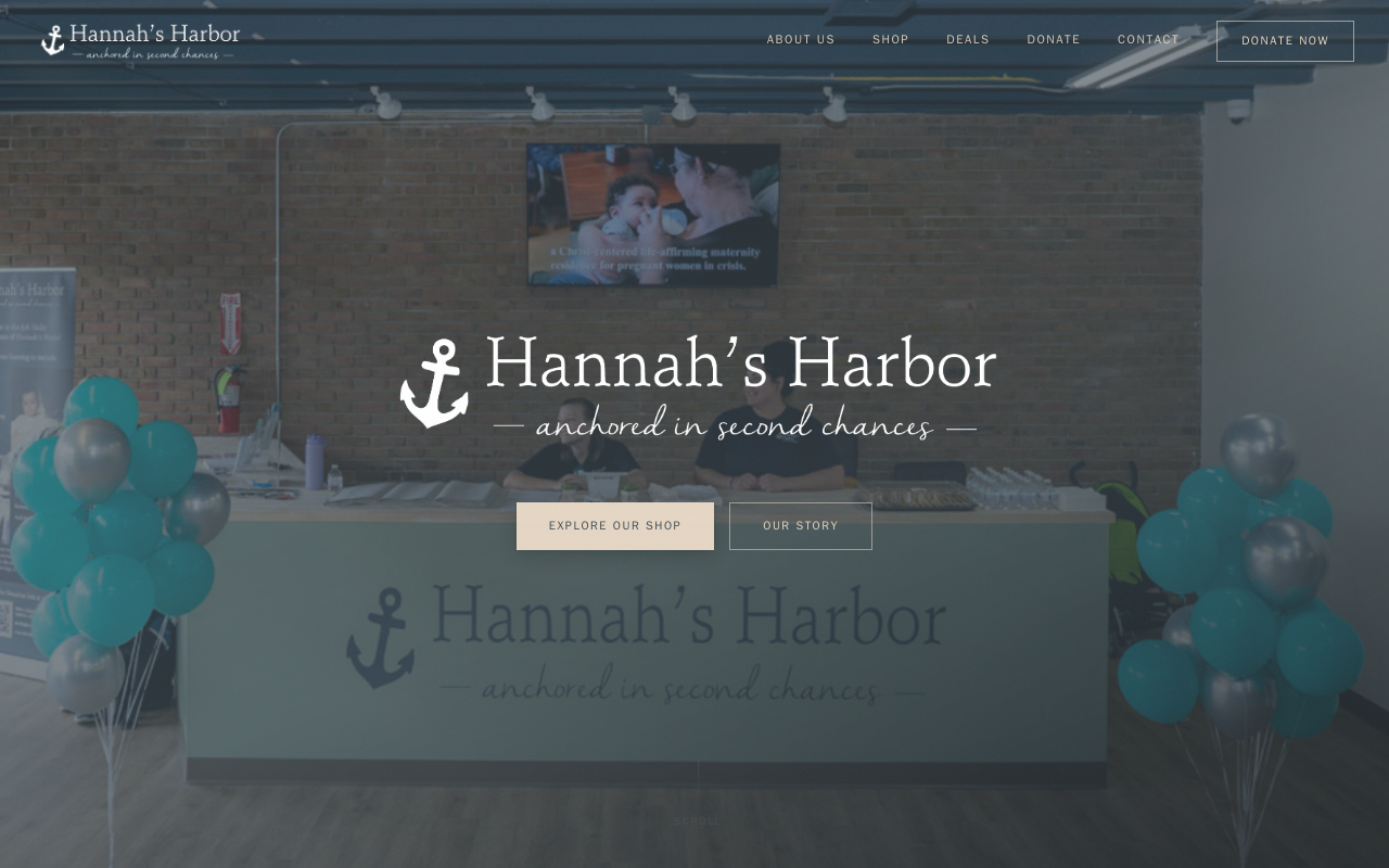 Hannah's Harbor Thrift Store website preview