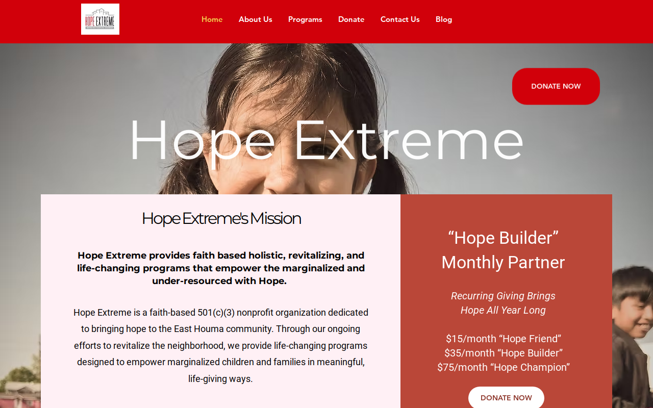 Hope Treasures Thrift website preview