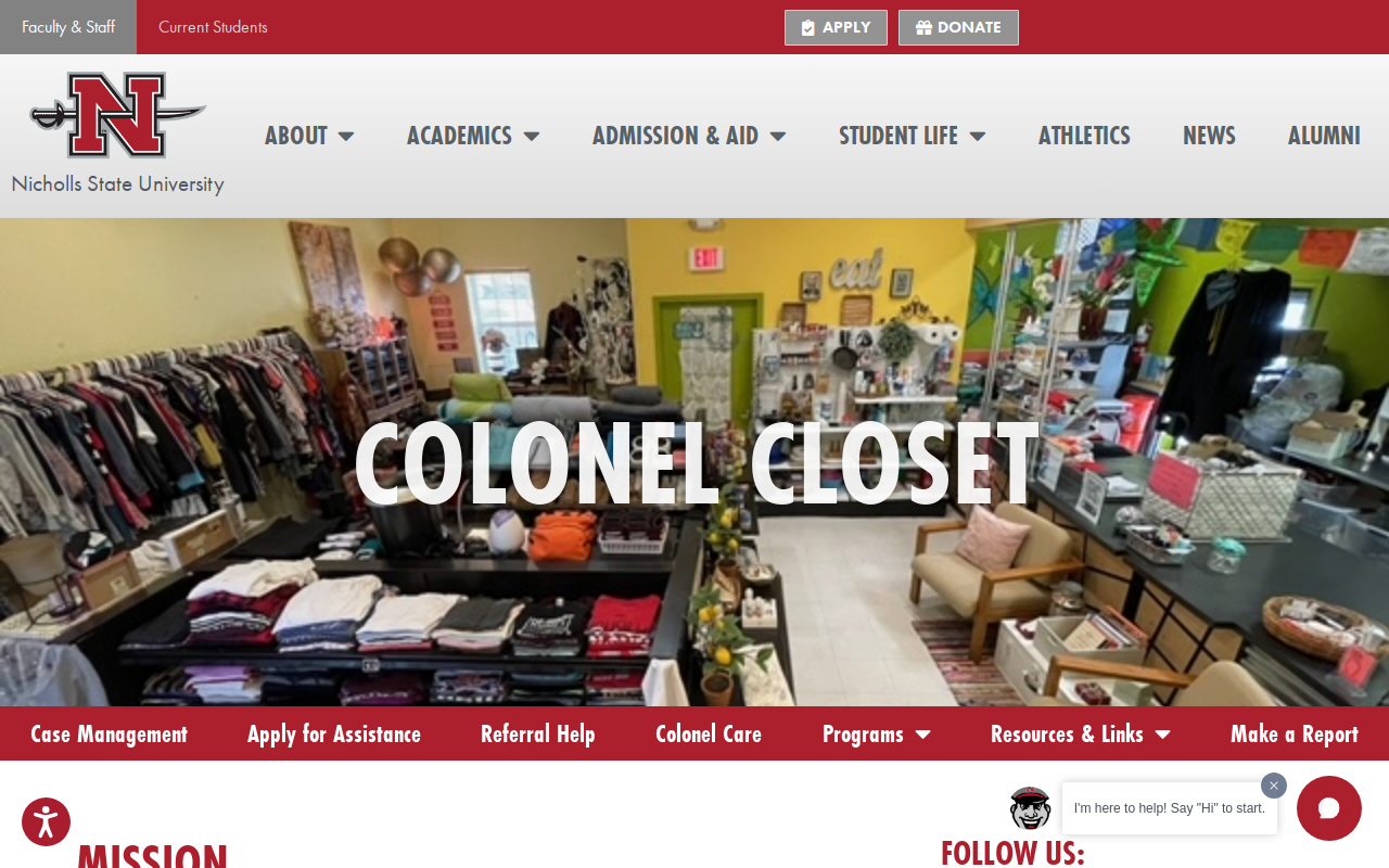 Colonel Closet website preview