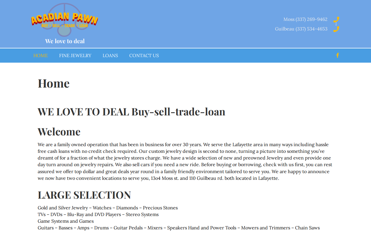 Acadian Pawn Shop website preview