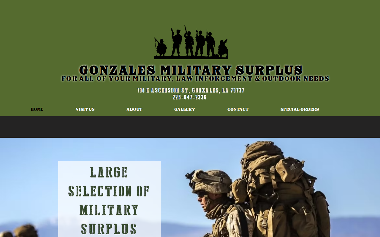 Gonzales Military Surplus website preview