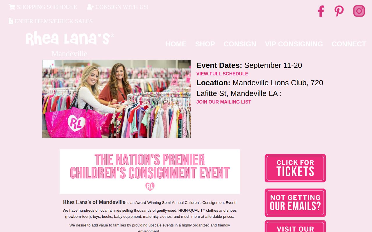 Rhea Lana's of Mandeville website preview