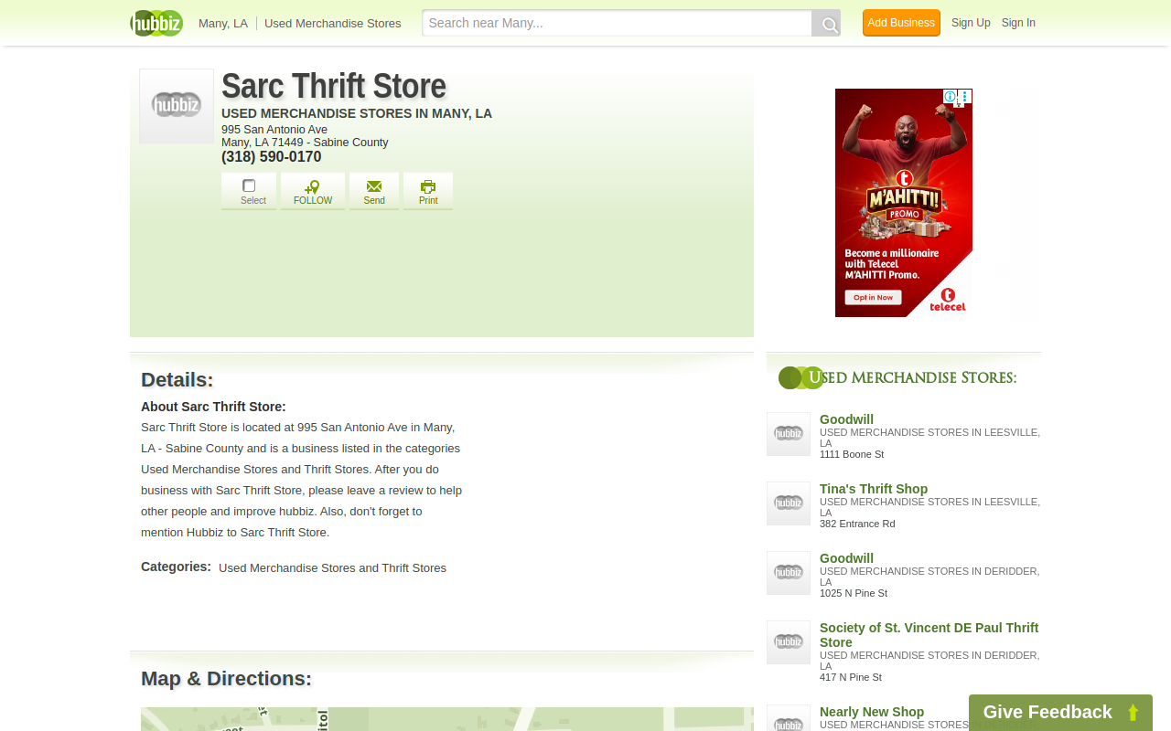 Sarc Thrift Store website preview