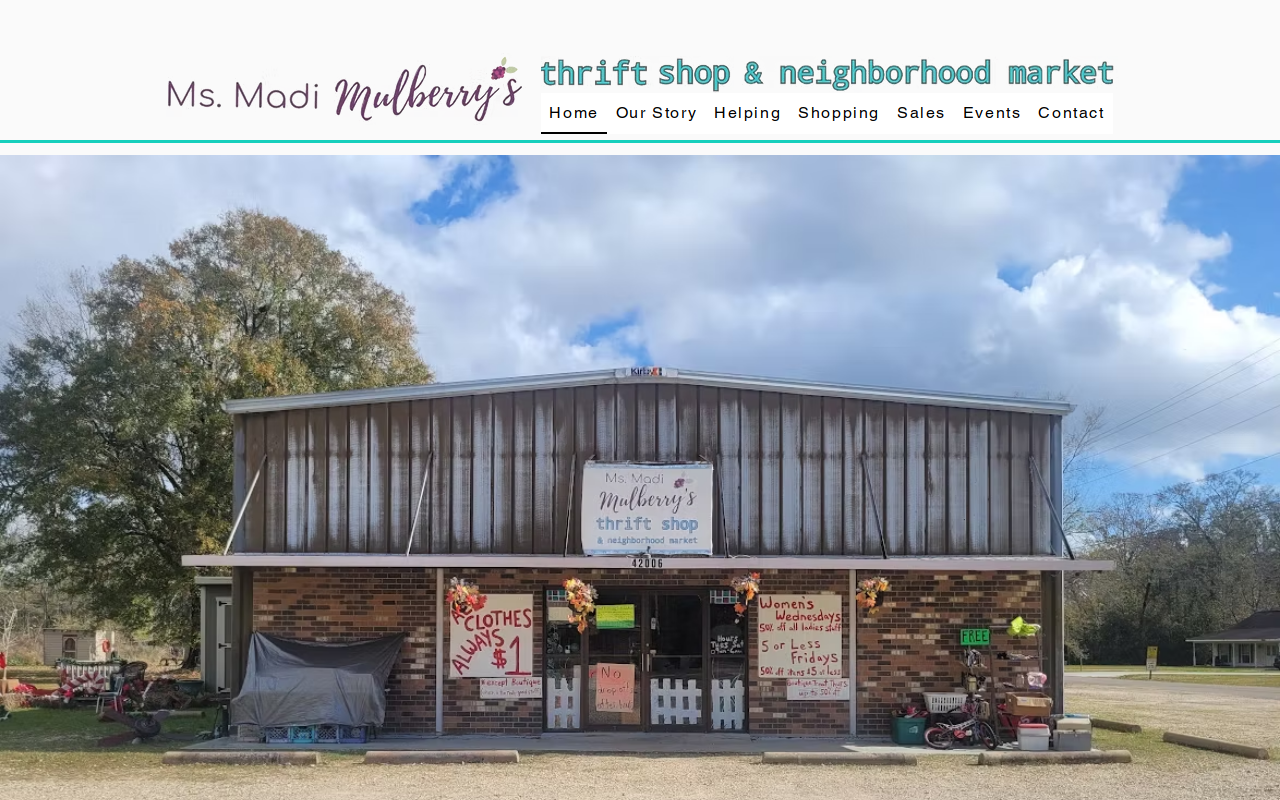 Ms. Madi Mulberry's Thrift Shop and Neighborhood Market website preview