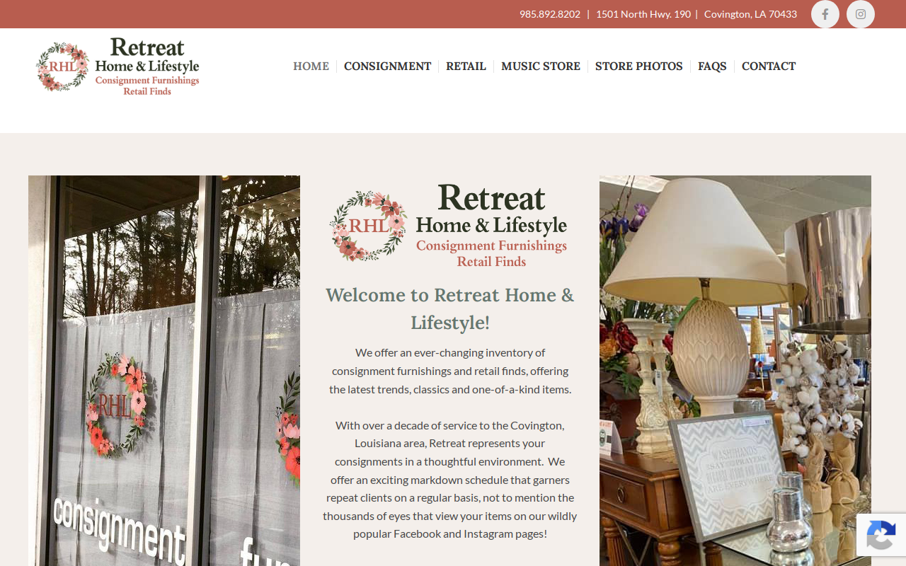 Retreat Home and Lifestyle website preview