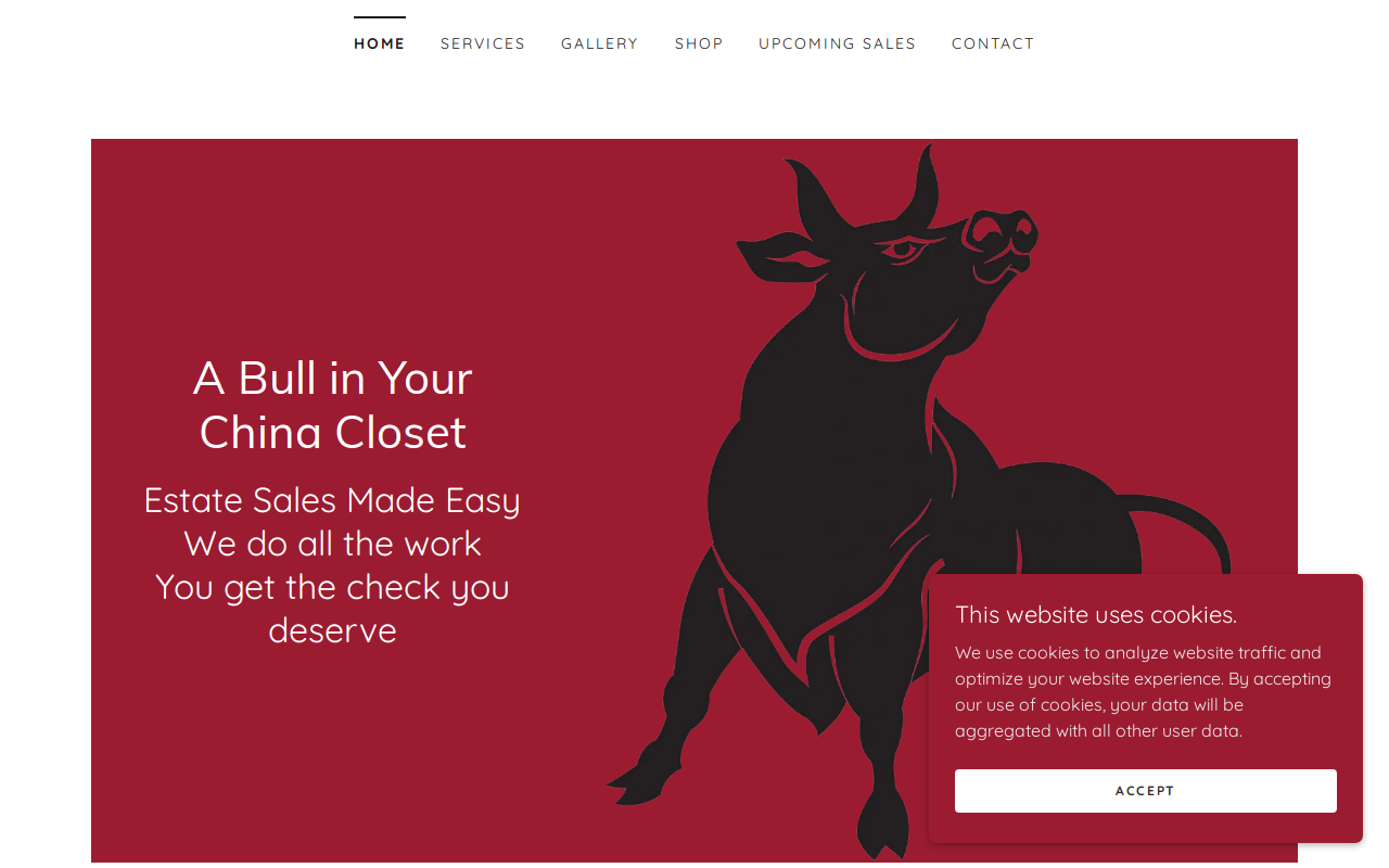 A Bull in Your China Closet website preview