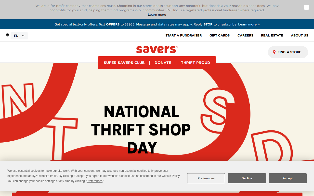 Savers website preview