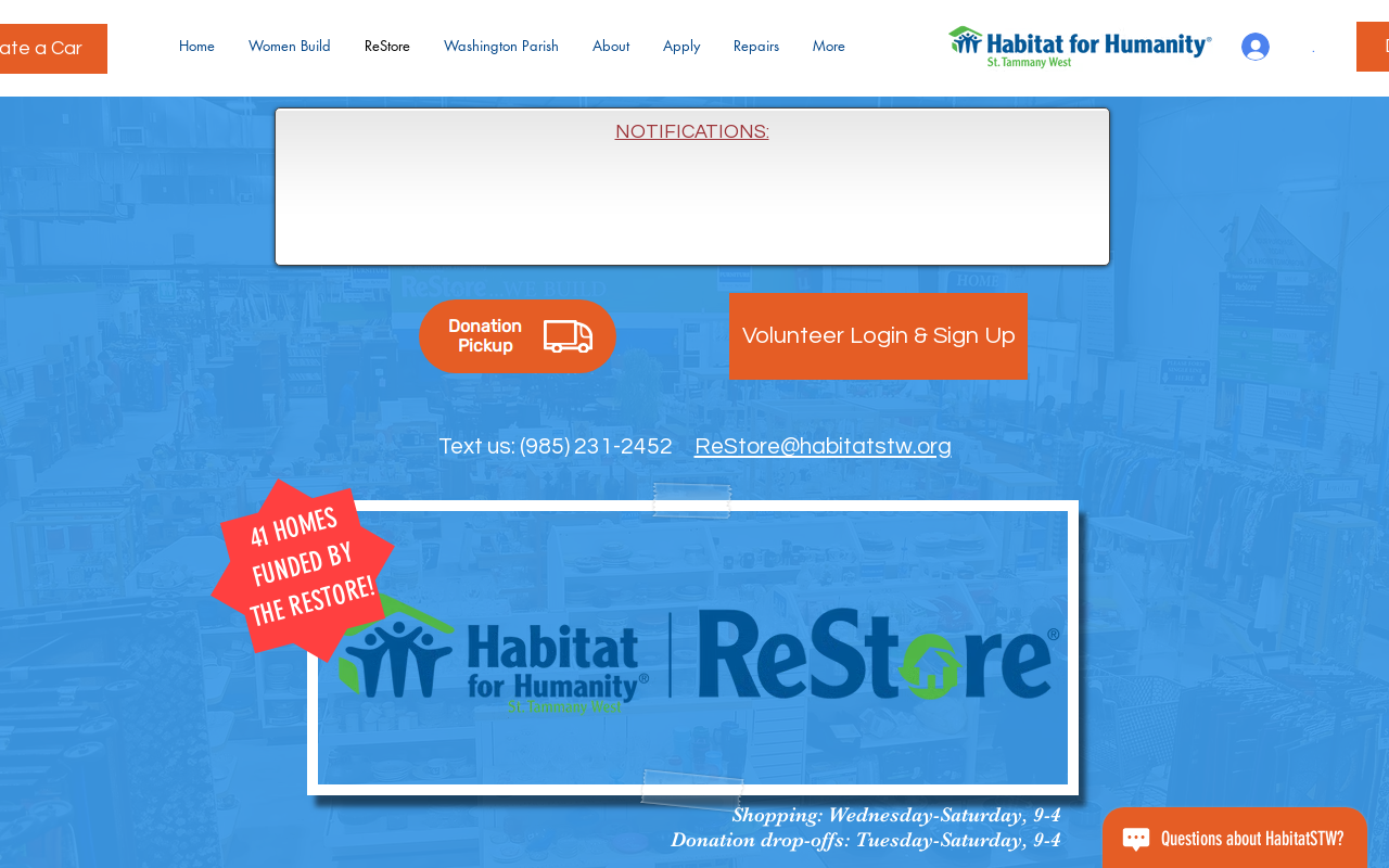Habitat For Humanity St Tammany West and ReStore website preview