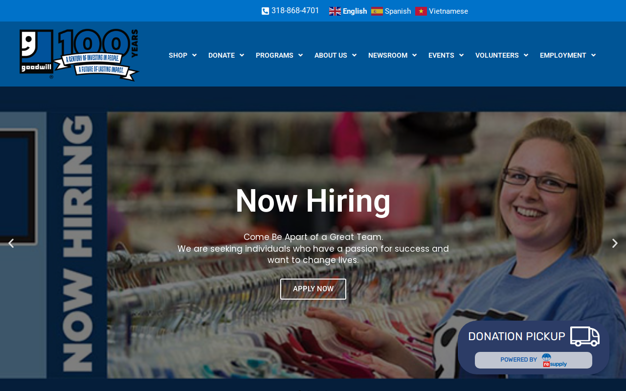 Goodwill Industries of North Louisiana website preview