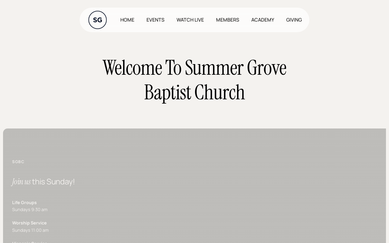 Summer Grove Baptist Thrift Store website preview