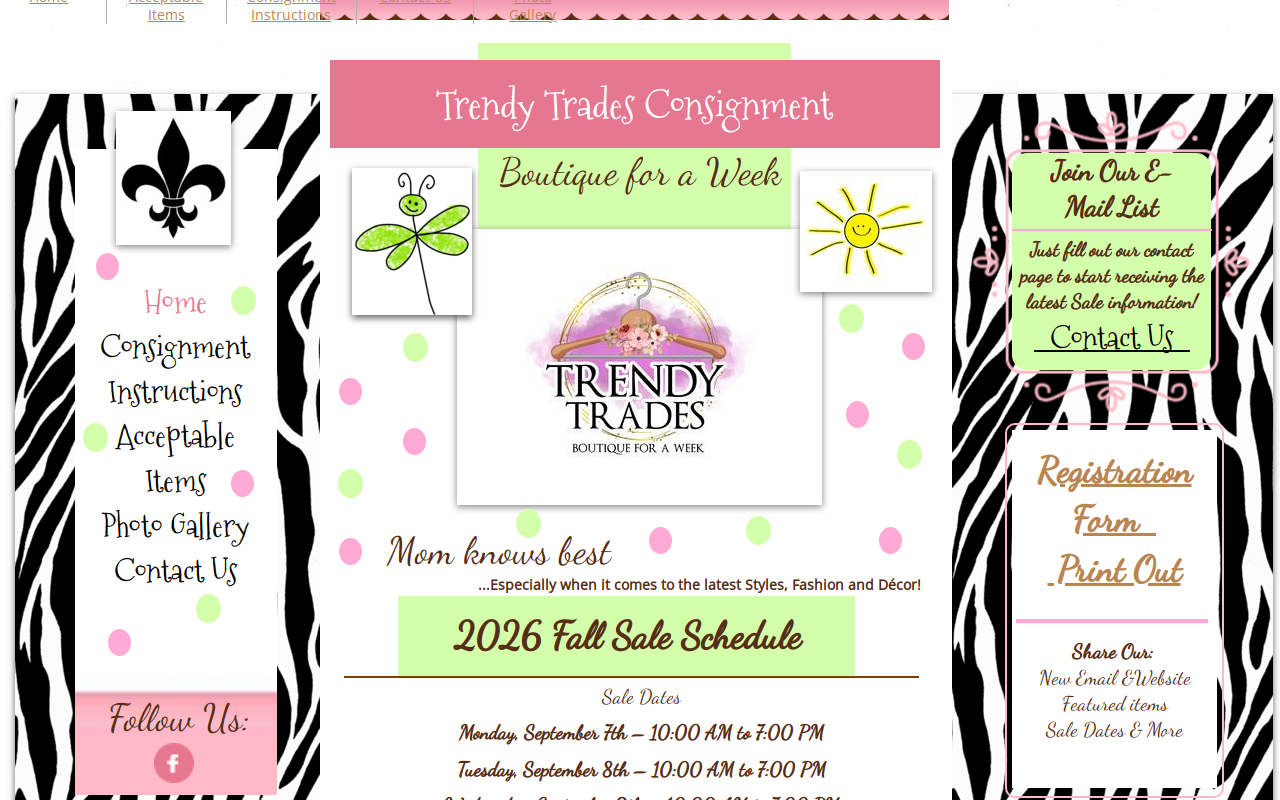 Trendy Trades Consignment website preview