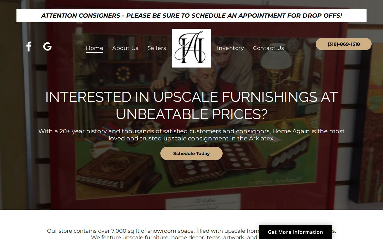 Home Again Bossier - location closed website preview