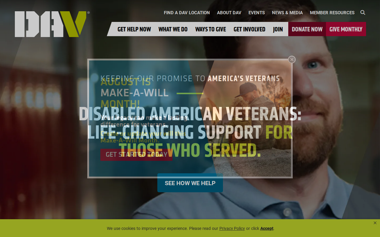 Disabled American Veterans website preview