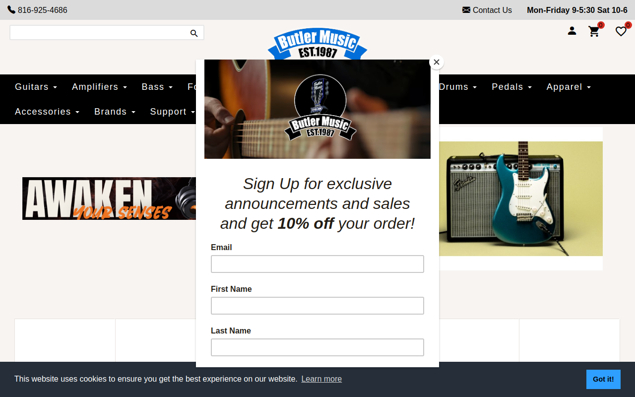 Butler Music & Loan website preview