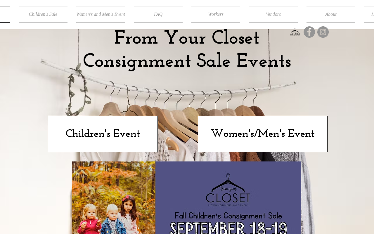 From Your Closet Consignment Sale Events website preview