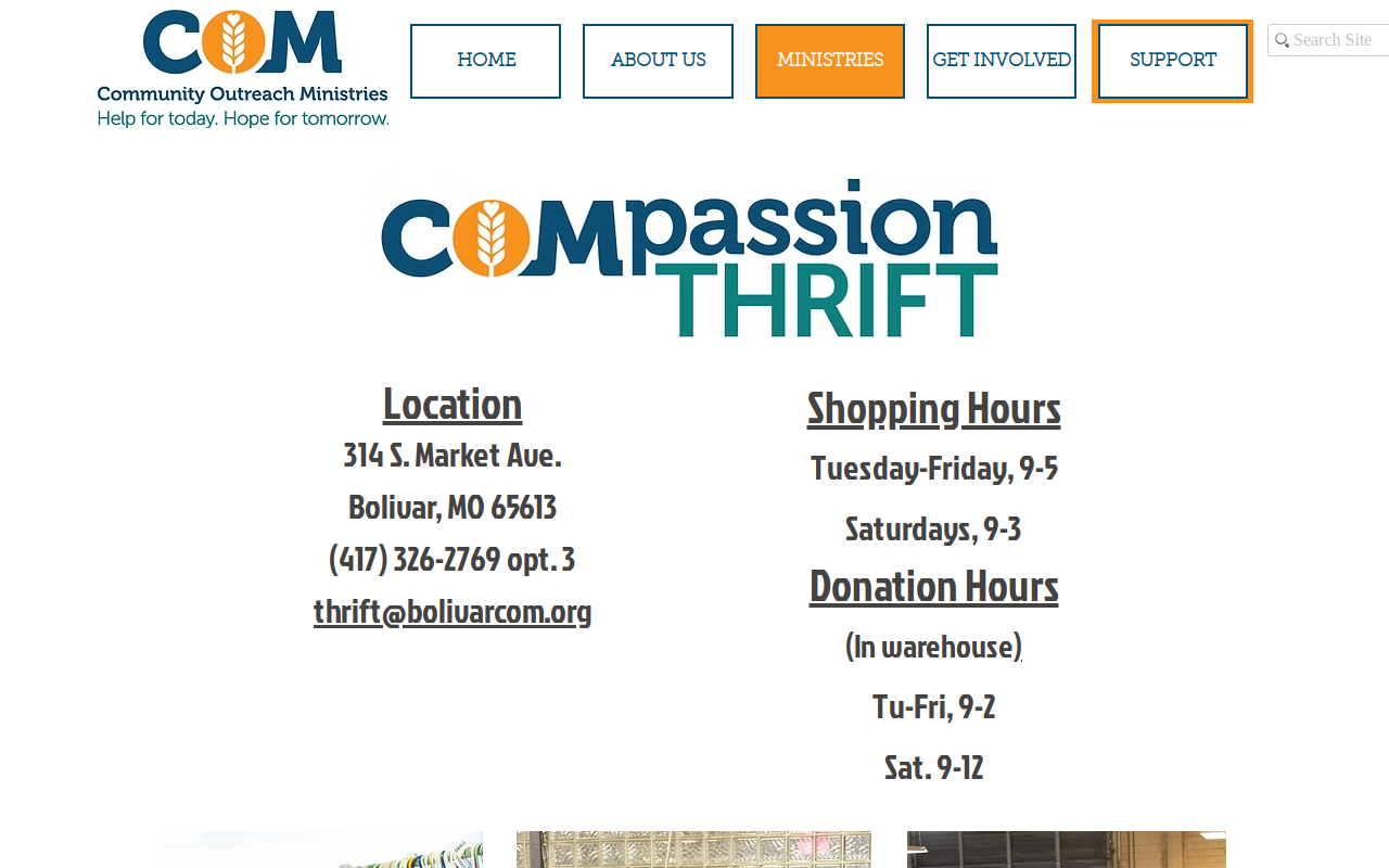 Compassion Thrift website preview