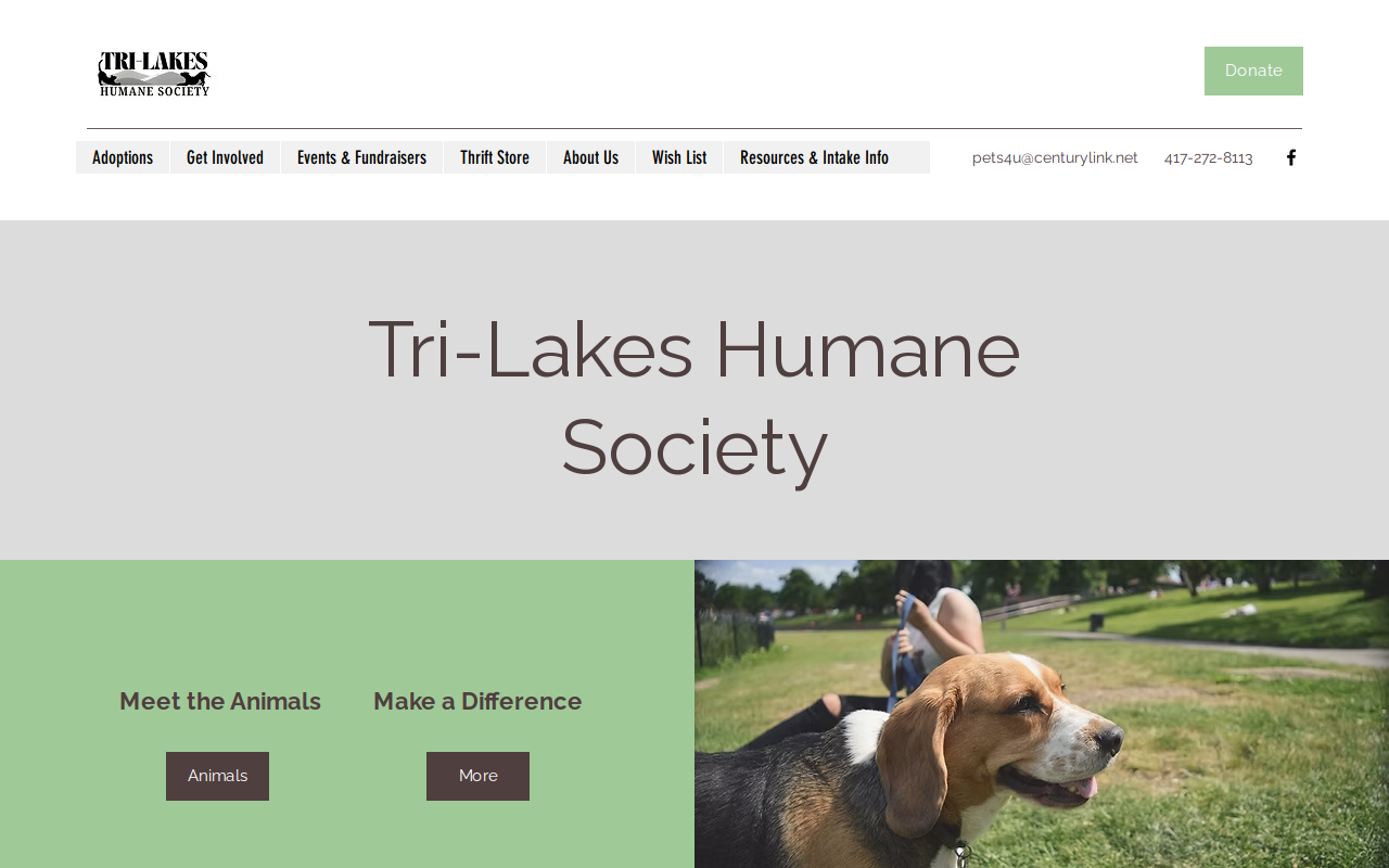 Humane Society Thrift Shop website preview