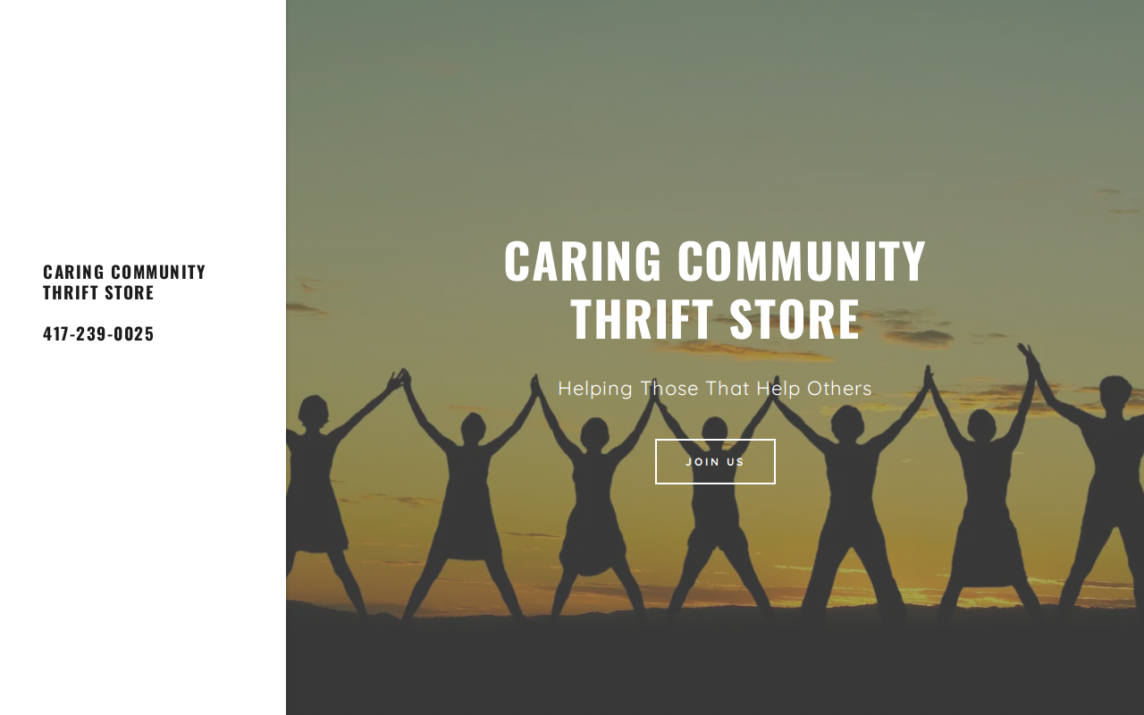 Caring Community Thrift Store website preview