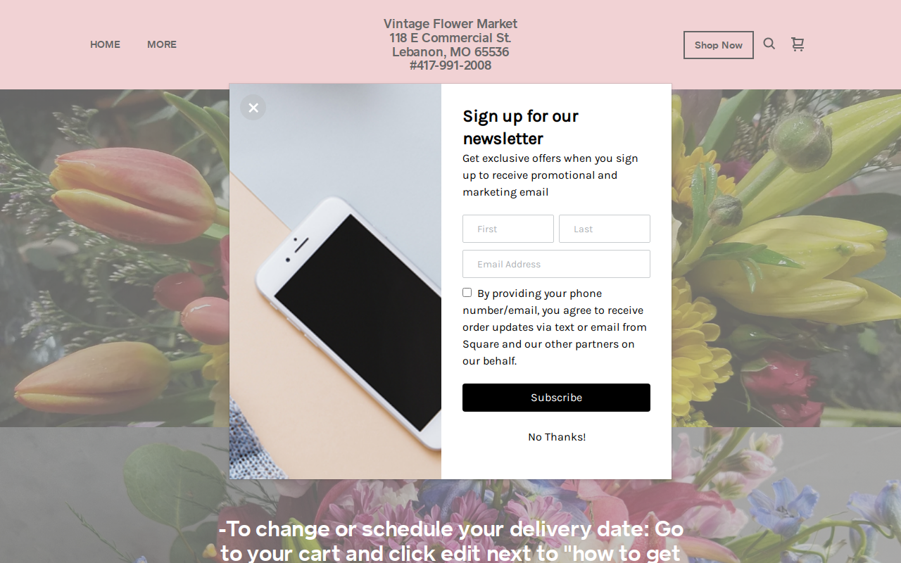 Vintage Flower Market website preview