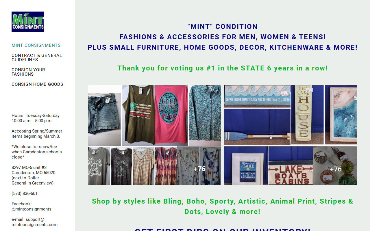 Mint Consignments website preview