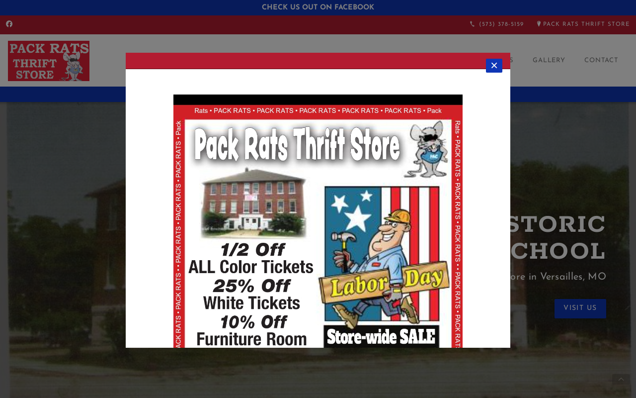 Packrats Thrift Store website preview