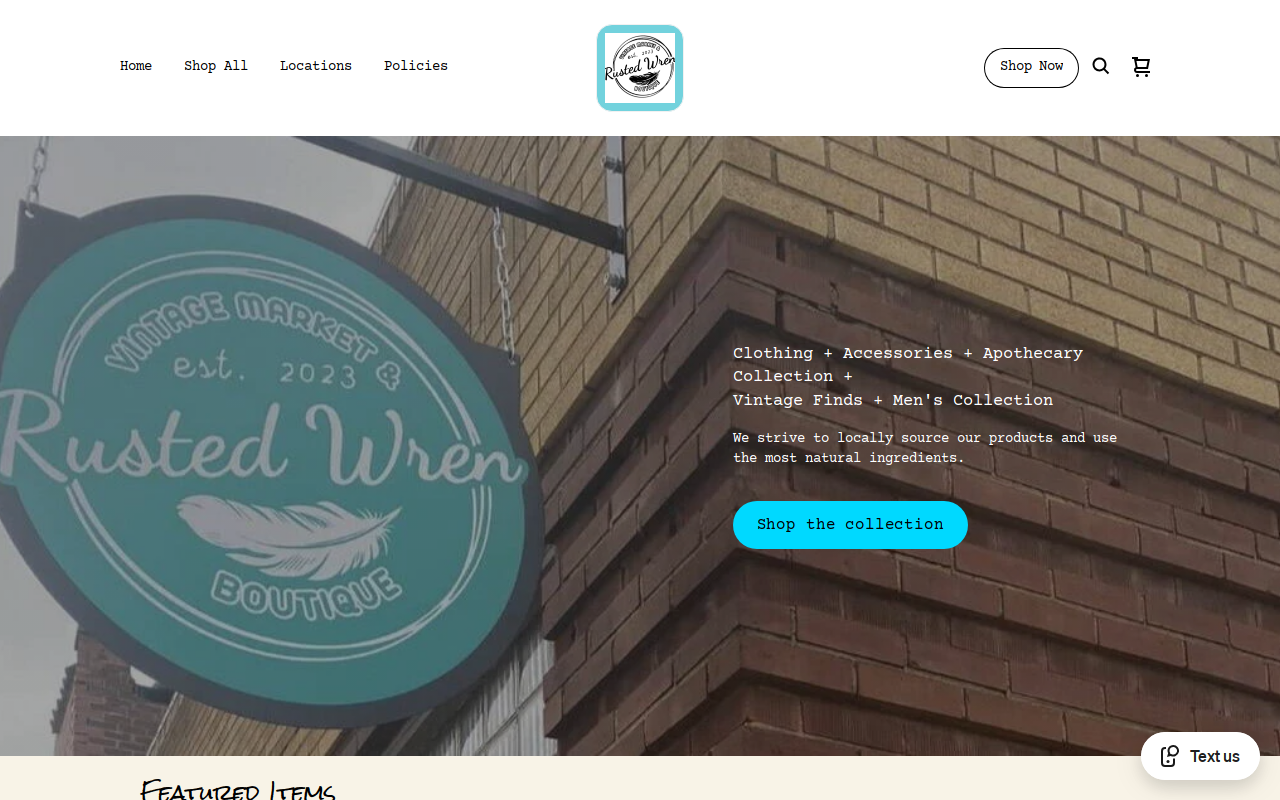 Rusted Wren Vintage Market & Boutique website preview