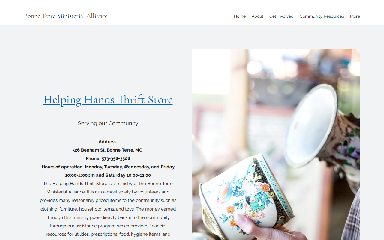 Helping Hand Ministries website preview
