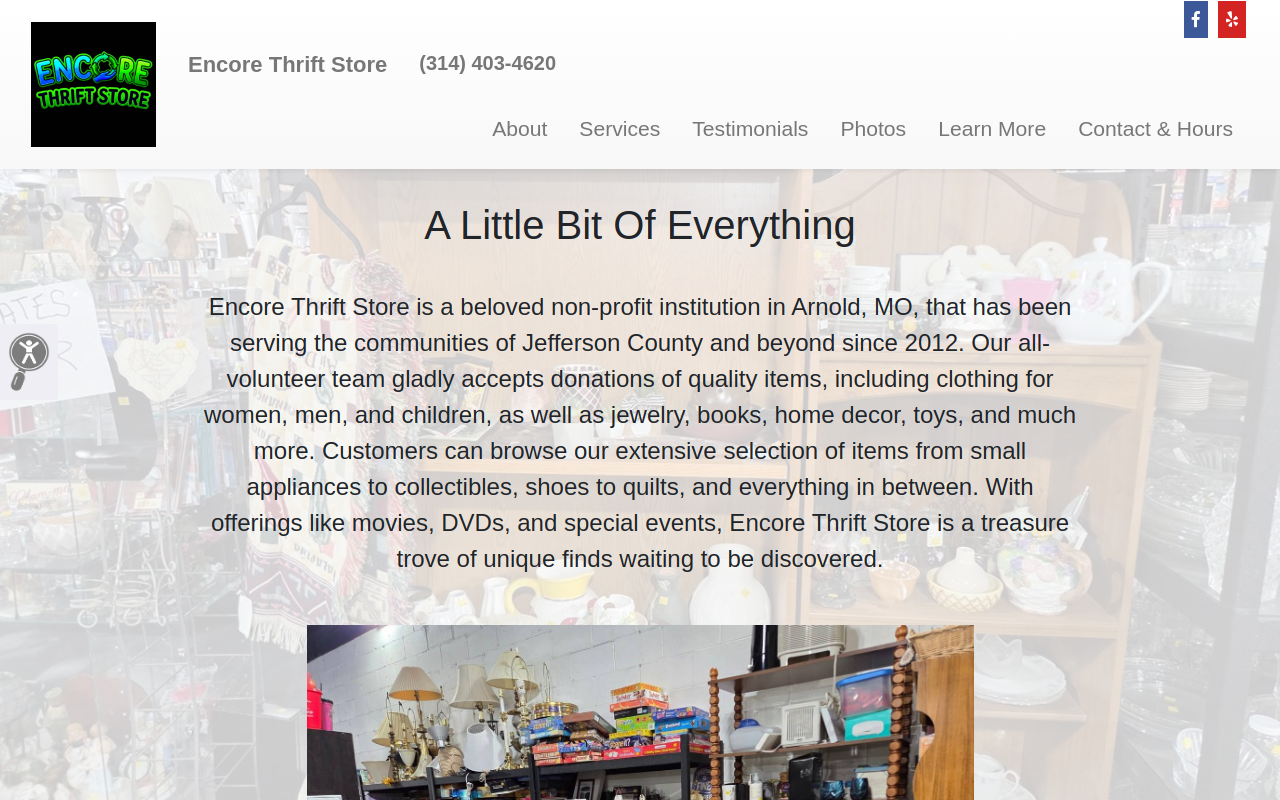 Encore Thrift Store website preview