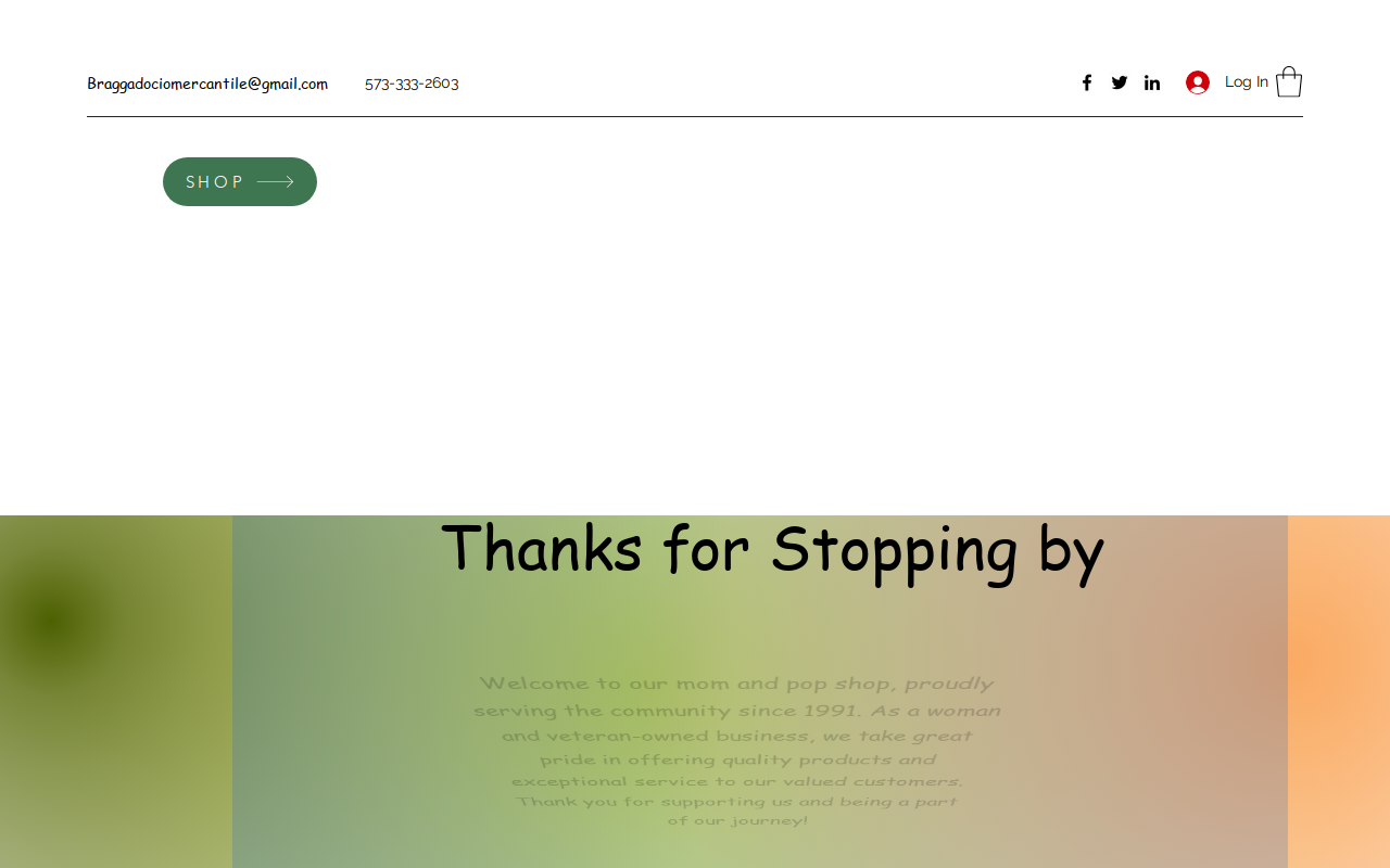 Braggadocio Mercantile website preview