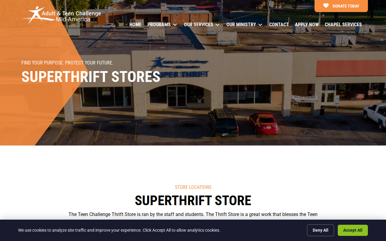 Teen Challenge Thrift Store website preview