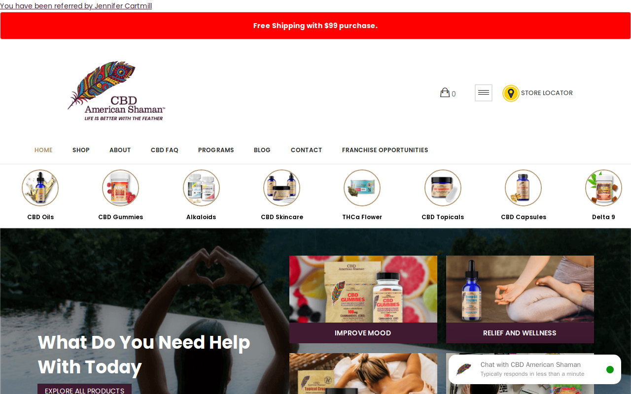 CBD American Shaman Harrisonville website preview