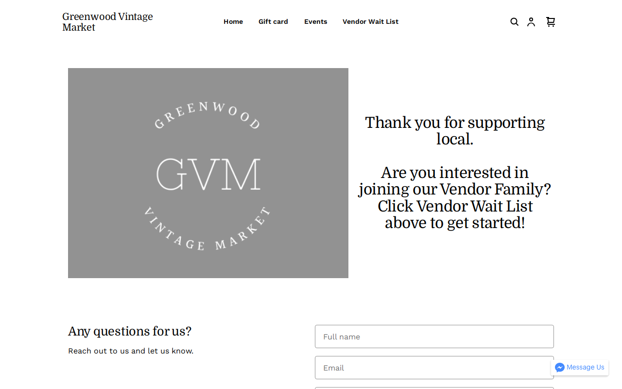 Greenwood Vintage Market website preview