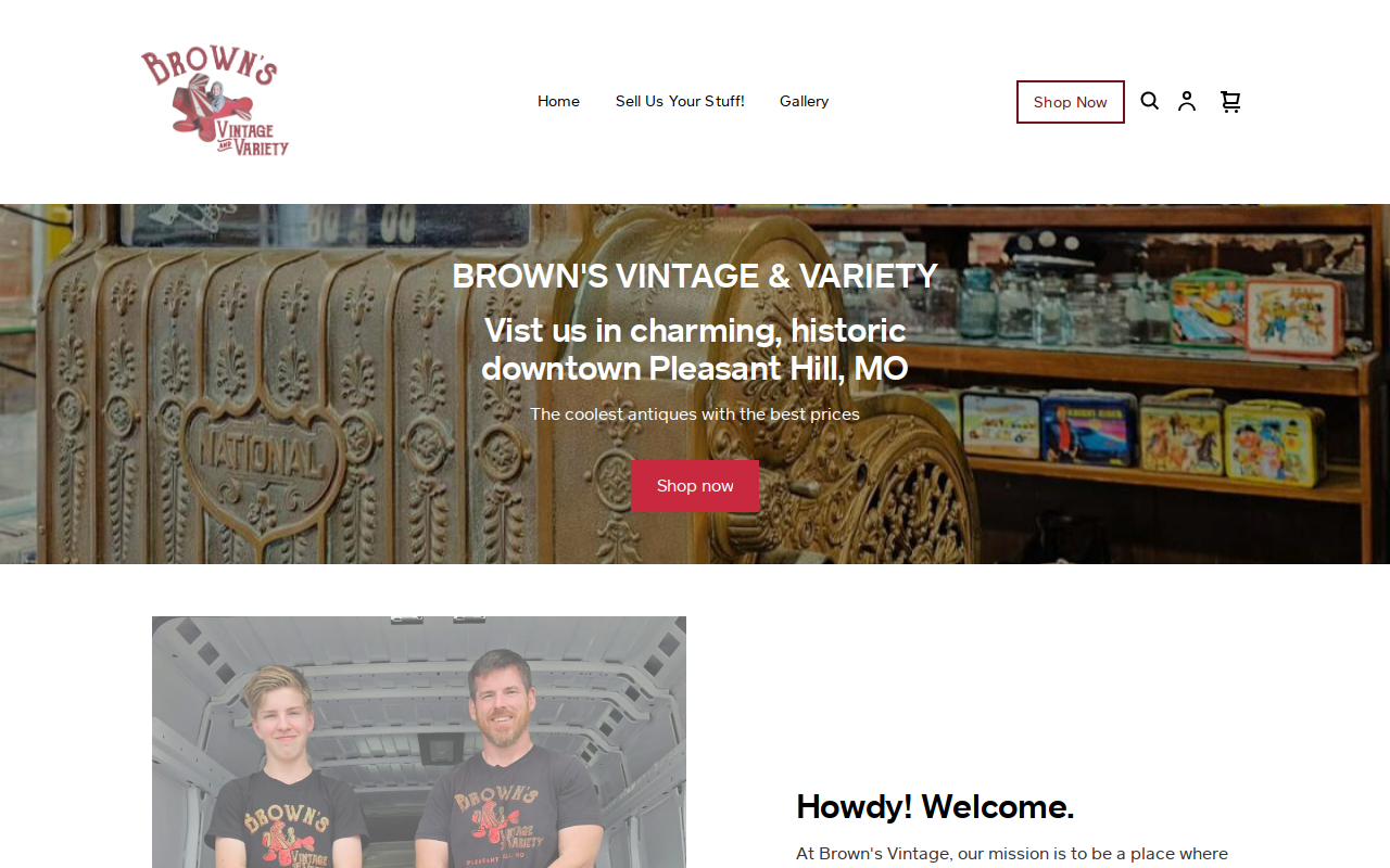 Brown's Vintage and Variety website preview