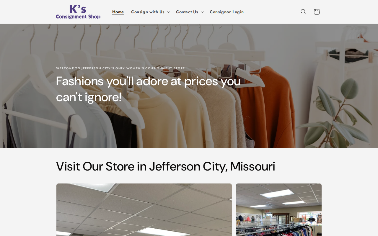 K's Consignment Shop website preview