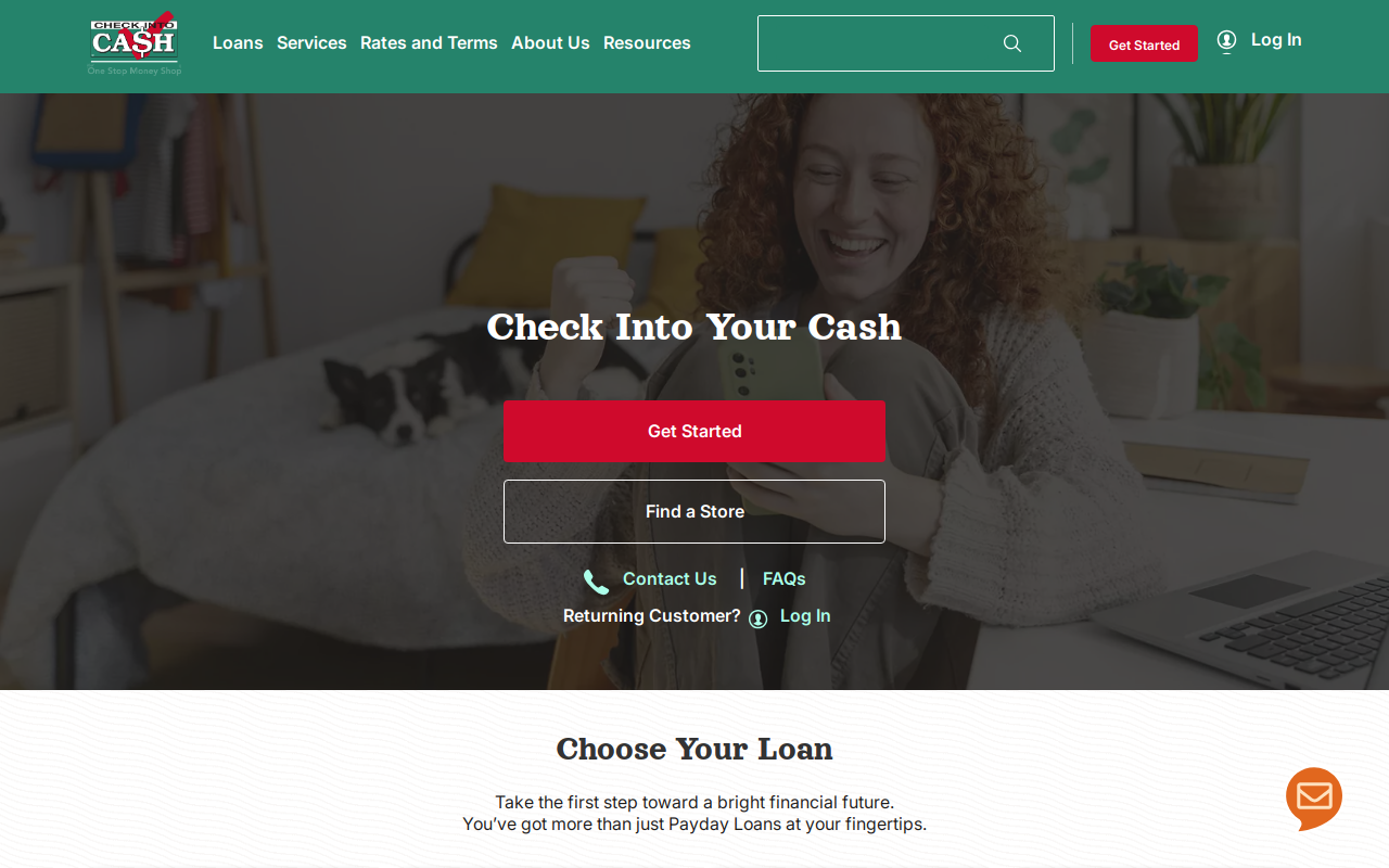 Check Into Cash website preview