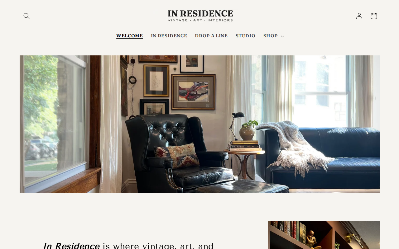 In Residence Studio website preview