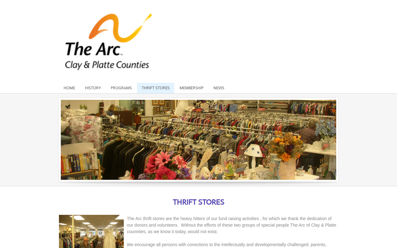 Arc Shoppe Thrift Store website preview