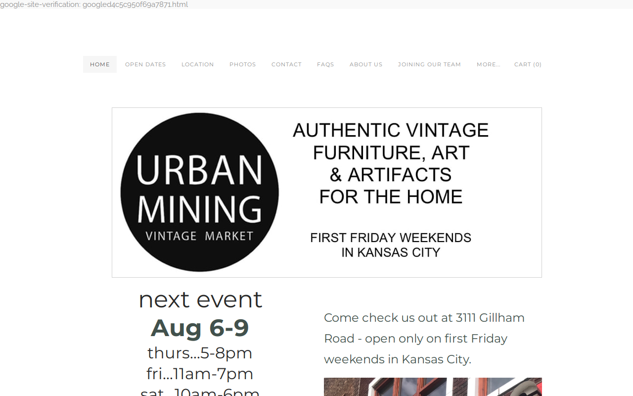 Urban Mining Vintage website preview