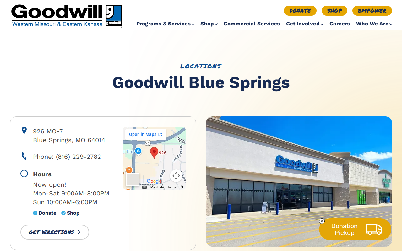 Goodwill Blue Springs website preview
