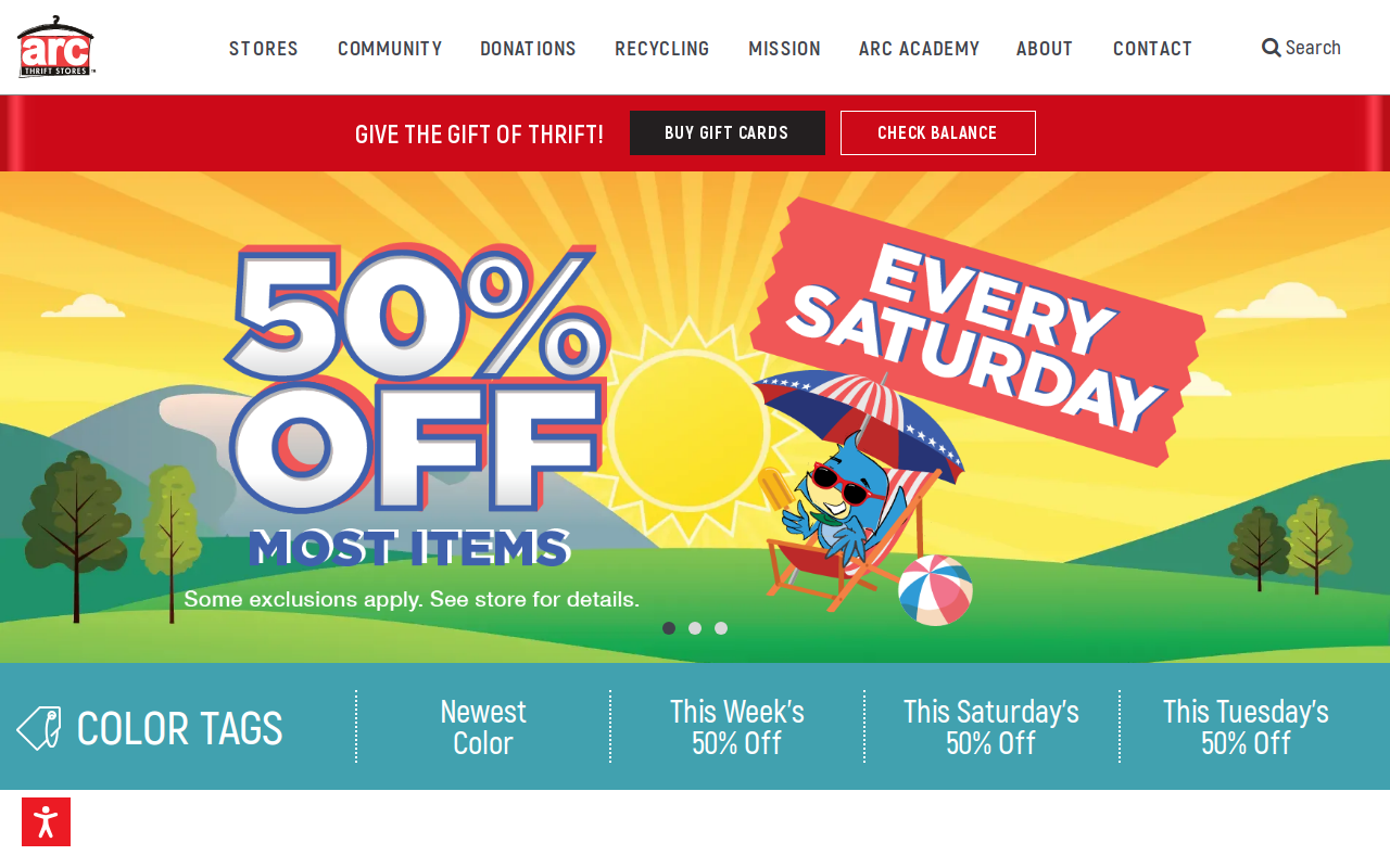Arc Thrift Store website preview