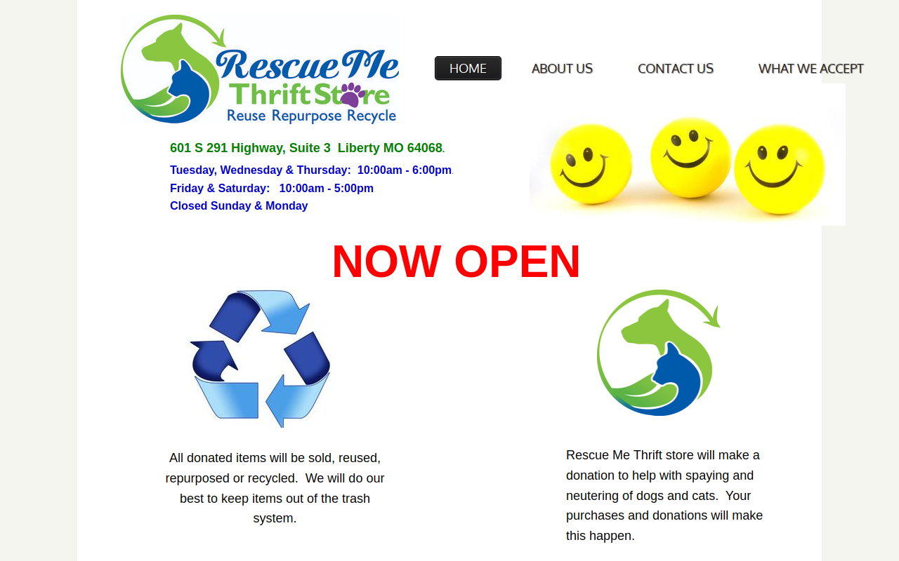 Rescue Me Thrift Store website preview