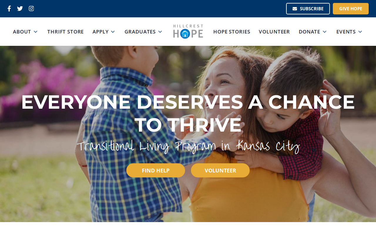 Hillcrest Hope Thrift Store website preview