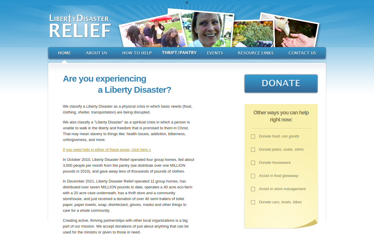 Liberty Disaster Relief website preview