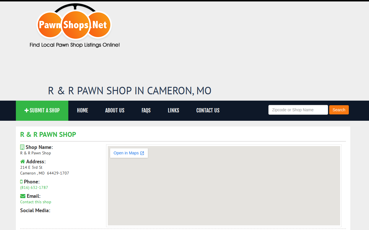 R & R Pawn Shop website preview
