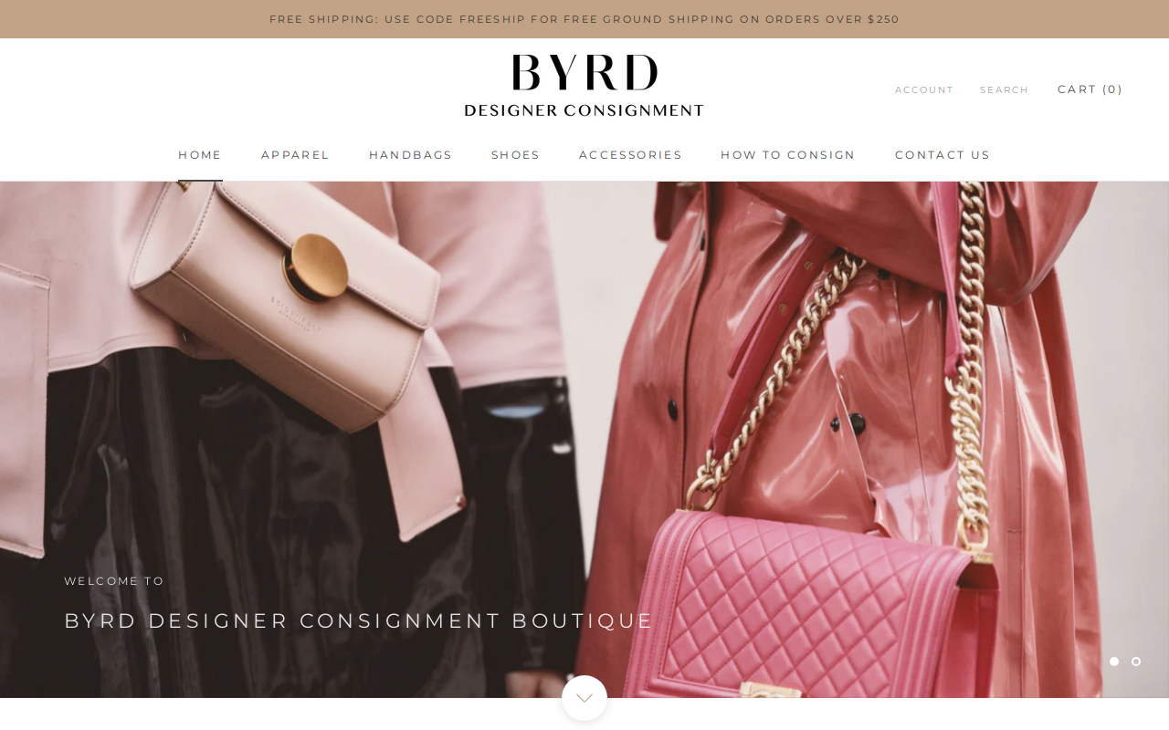 Byrd Designer Consignment website preview