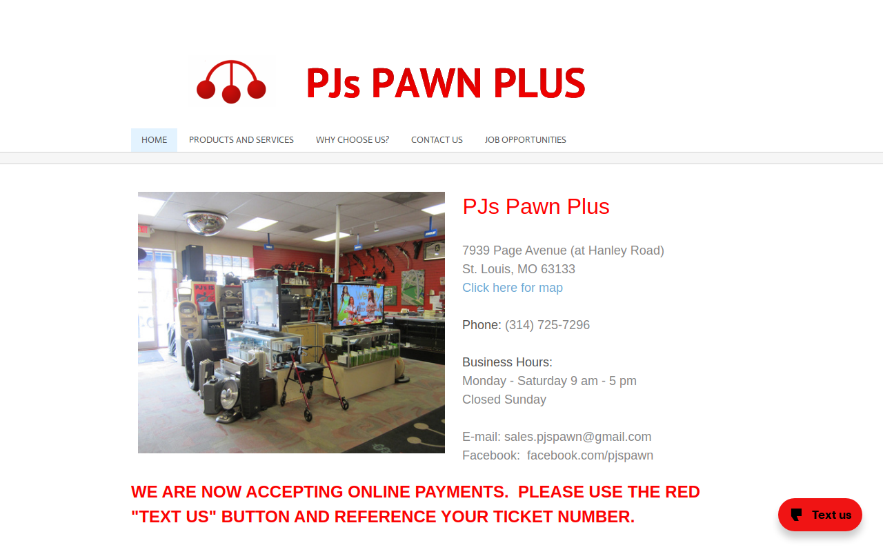 Pj's Pawn Plus website preview