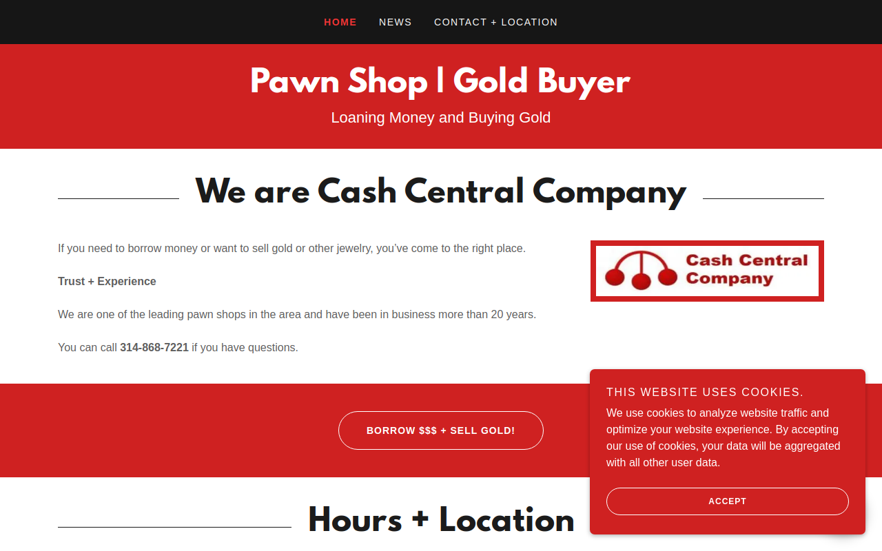 Cash Central Company website preview