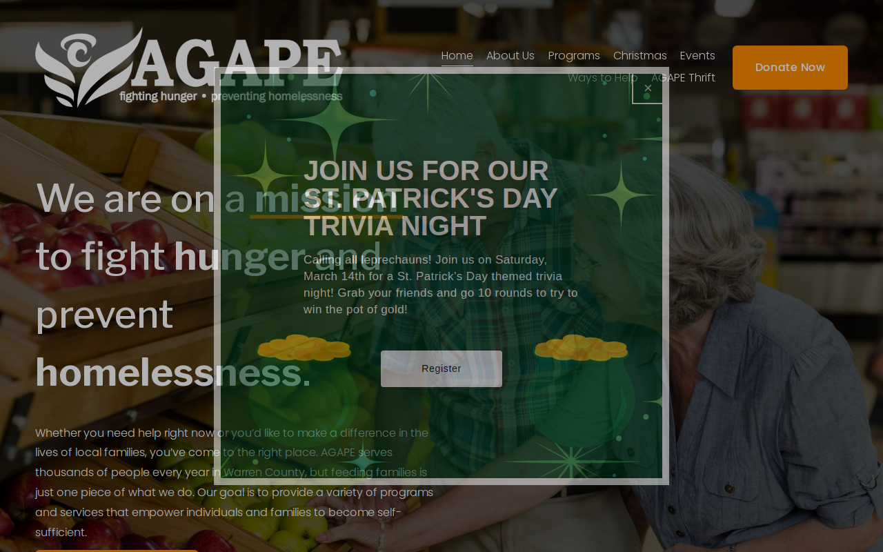 AGAPE Thrift website preview