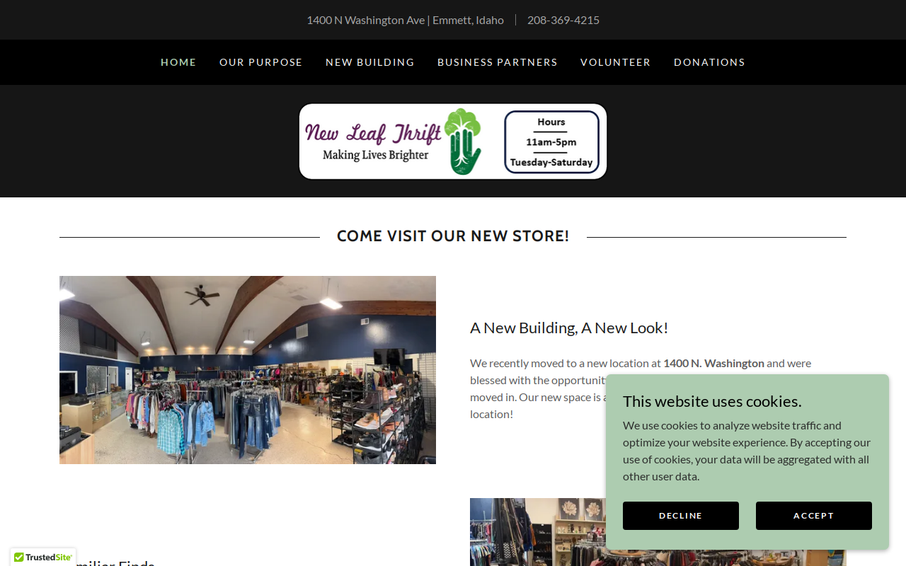 New Leaf Thrift website preview