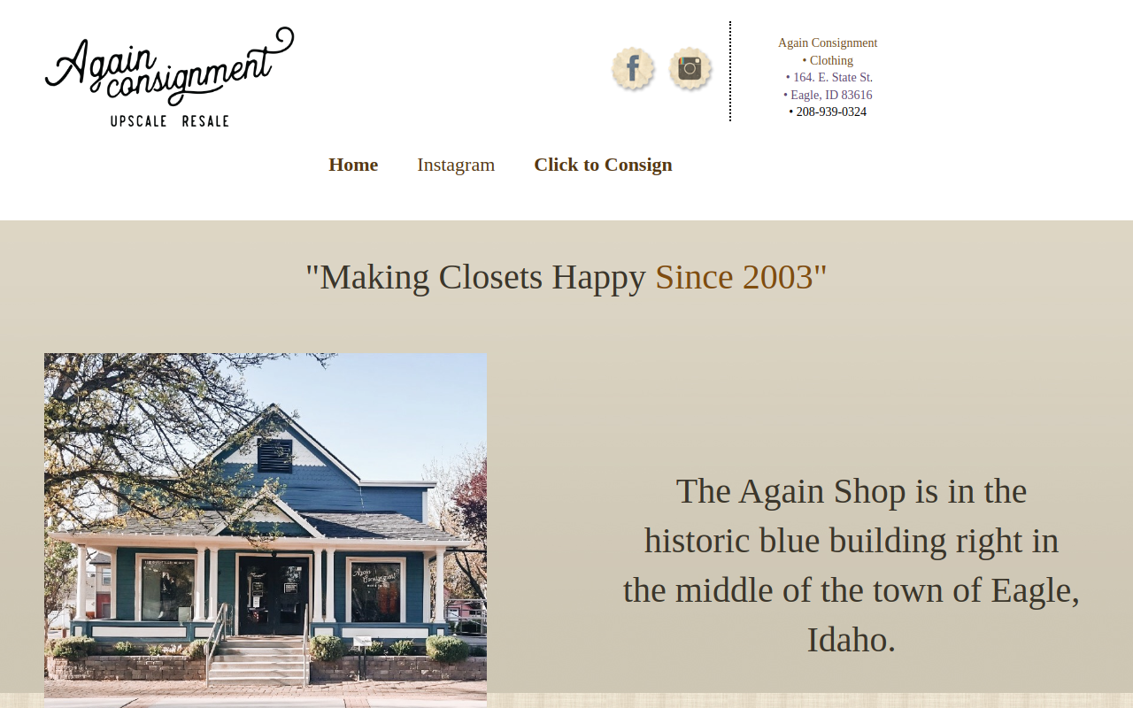 Again Consignment Clothing Boutique website preview
